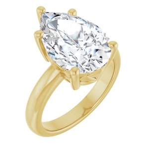 18K Yellow Gold 15x10 mm Pear Ring Mounting