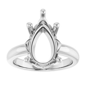 18K X1 White Gold 15x10 mm Pear Ring Mounting – image 6