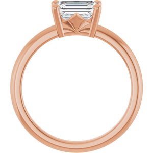 14K Rose Gold 7x5 mm Emerald Ring Mounting – image 3