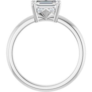 18K White Gold 7x5 mm Emerald Ring Mounting – image 3