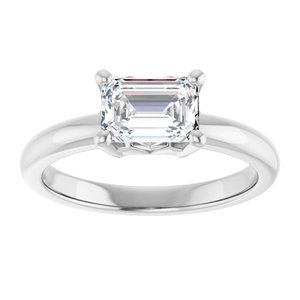 18K White Gold 7x5 mm Emerald Ring Mounting – image 5