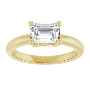 18K Yellow Gold 7x5 mm Emerald Ring Mounting – image 5