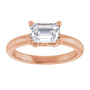 18K Rose Gold 7x5 mm Emerald Ring Mounting – image 5