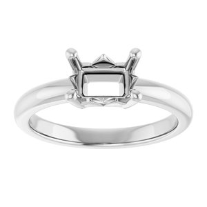 10K White Gold 7x5 mm Emerald Ring Mounting – image 6