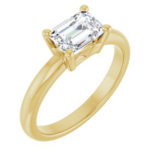 18K Yellow Gold 7x5 mm Emerald Ring Mounting