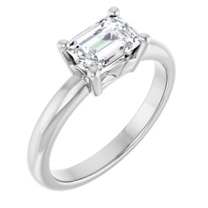 18K White Gold 7x5 mm Emerald Ring Mounting