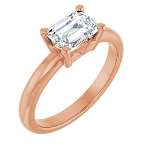 18K Rose Gold 7x5 mm Emerald Ring Mounting
