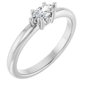 10K White Gold 6x3 mm Marquise Ring Mounting