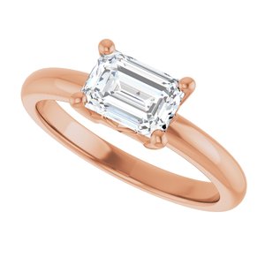 10K Rose Gold 7x5 mm Emerald Ring Mounting – image 8