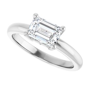 18K White Gold 7x5 mm Emerald Ring Mounting – image 8