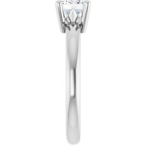 14K X1 White Gold 7x5 mm Emerald Ring Mounting – image 7