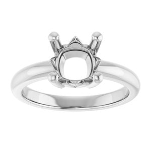 18K Palladium White Gold 7.5x7.5 mm Cushion Ring Mounting – image 6