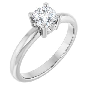 18K X1 White Gold 5x5 mm Cushion Ring Mounting