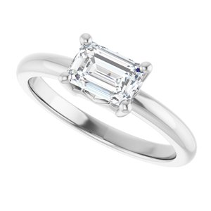 10K White Gold 6.5x4.5 mm Emerald Ring Mounting – image 8