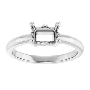 10K White Gold 6.5x4.5 mm Emerald Ring Mounting – image 6