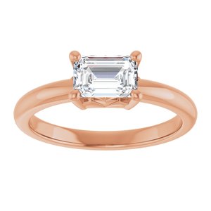 14K Rose Gold 6.5x4.5 mm Emerald Ring Mounting – image 5