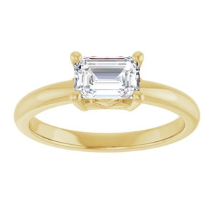 14K Yellow Gold 6.5x4.5 mm Emerald Ring Mounting – image 5