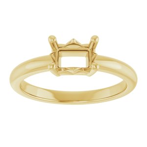 14K Yellow Gold 6.5x4.5 mm Emerald Ring Mounting – image 6