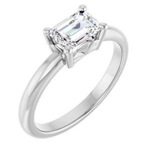 18K Palladium White Gold 6.5x4.5 mm Emerald Ring Mounting