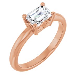14K Rose Gold 6.5x4.5 mm Emerald Ring Mounting