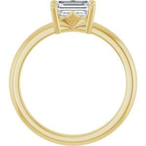 14K Yellow Gold 6.5x4.5 mm Emerald Ring Mounting – image 3