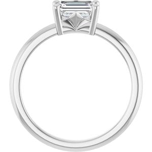 10K White Gold 6.5x4.5 mm Emerald Ring Mounting – image 3