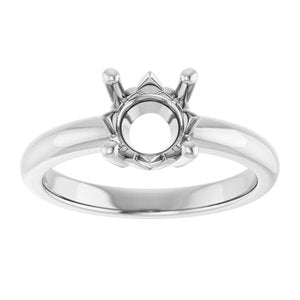 18K X1 White Gold 7.4 mm Round Ring Mounting – image 6