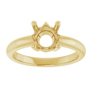 14K Yellow Gold 7.4 mm Round Ring Mounting – image 6