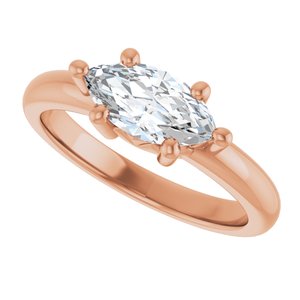 14K Rose Gold 10x5 mm Marquise Ring Mounting – image 8