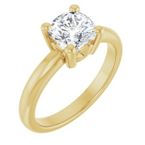 10K Yellow Gold 6.5x6.5 mm Cushion Ring Mounting