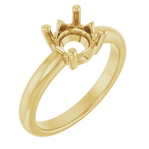 10K Yellow Gold 7.4 mm Round Ring Mounting – image 2