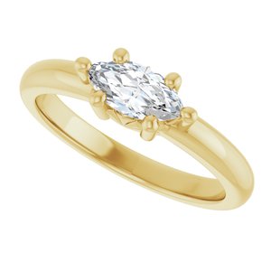 18K Yellow Gold 8x4 mm Marquise Ring Mounting – image 8