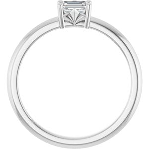 18K Palladium White Gold 4.5x3 mm Emerald Ring Mounting – image 3