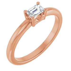 14K Rose Gold 4.5x3 mm Emerald Ring Mounting