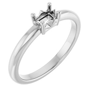 14K White Gold 4.5x3 mm Emerald Ring Mounting – image 2