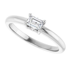 10K X1 White Gold 4.5x3 mm Emerald Ring Mounting – image 8