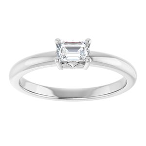 18K Palladium White Gold 4.5x3 mm Emerald Ring Mounting – image 5