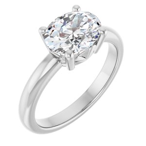 18K X1 White Gold 9x7 mm Oval Ring Mounting