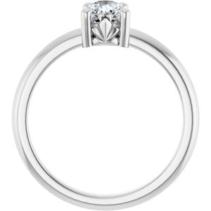 18K X1 White Gold 7x5 mm Pear Ring Mounting – image 3