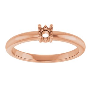 18K Rose Gold 3.4 mm Round Ring Mounting – image 6