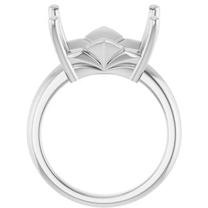 18K Palladium White Gold 15x13 mm Emerald Ring Mounting – image 4