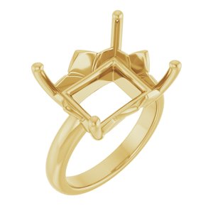 10K Yellow Gold 15x13 mm Emerald Ring Mounting – image 2