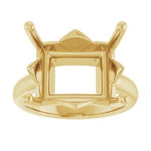 14K Yellow Gold 15x13 mm Emerald Ring Mounting – image 6