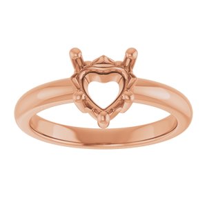 14K Rose Gold 7x7 mm Heart Ring Mounting – image 6