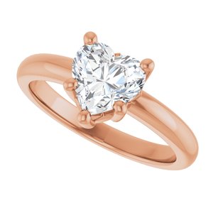 14K Rose Gold 7x7 mm Heart Ring Mounting – image 8