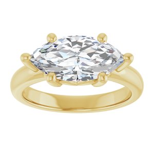 18K Yellow Gold 14x7 mm Marquise Ring Mounting – image 5