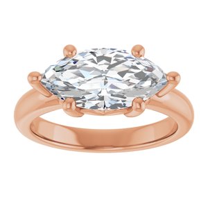 18K Rose Gold 14x7 mm Marquise Ring Mounting – image 5