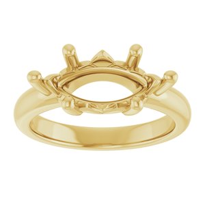 18K Yellow Gold 14x7 mm Marquise Ring Mounting – image 6