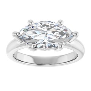 14K X1 White Gold 14x7 mm Marquise Ring Mounting – image 5
