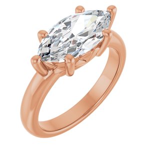 18K Rose Gold 14x7 mm Marquise Ring Mounting